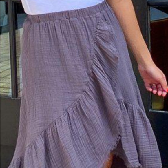 NWOT! Super Cute! Stark X Cotton Gauze Tulip Hem Midi Skirt - Picture 2 of 4